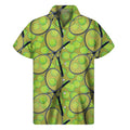 Tennis Ball And Racket Pattern Print Men's Short Sleeve Shirt