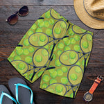Tennis Ball And Racket Pattern Print Men's Shorts