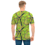 Tennis Ball And Racket Pattern Print Men's T-Shirt