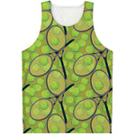 Tennis Ball And Racket Pattern Print Men's Tank Top
