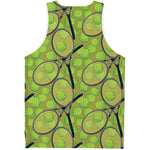 Tennis Ball And Racket Pattern Print Men's Tank Top