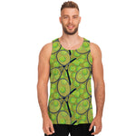 Tennis Ball And Racket Pattern Print Men's Tank Top