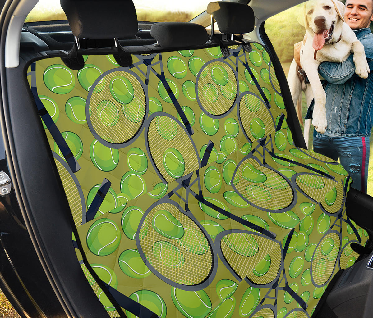 Tennis Ball And Racket Pattern Print Pet Car Back Seat Cover
