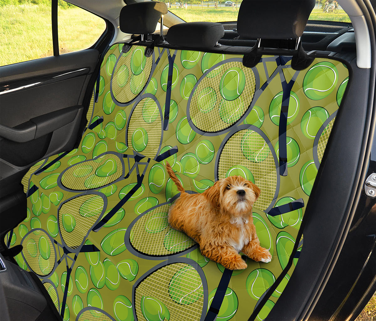 Tennis Ball And Racket Pattern Print Pet Car Back Seat Cover