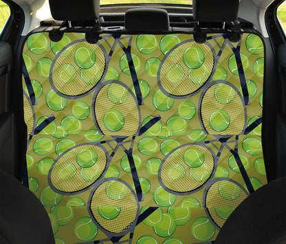 Tennis Ball And Racket Pattern Print Pet Car Back Seat Cover