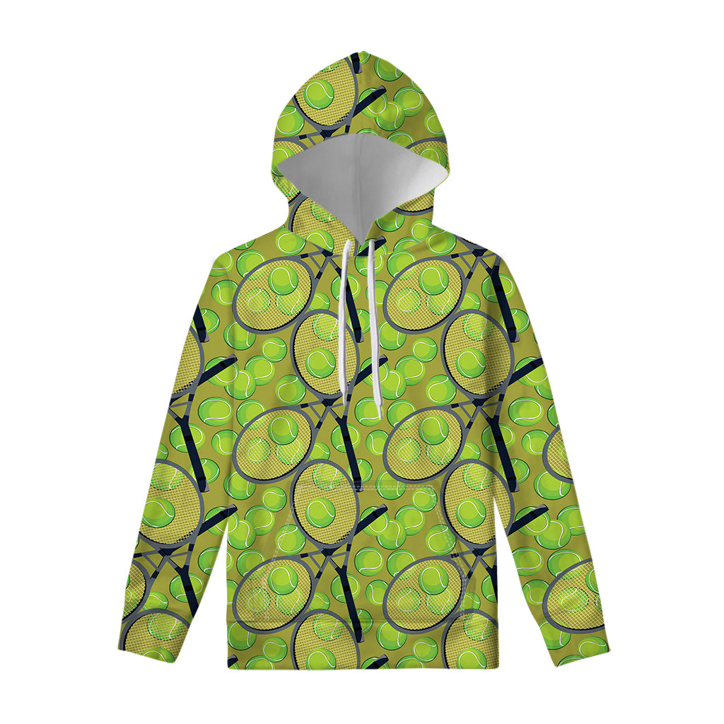 Tennis Ball And Racket Pattern Print Pullover Hoodie