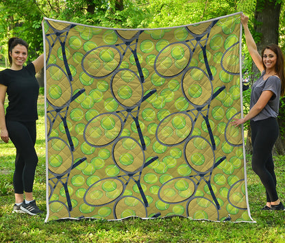 Tennis Ball And Racket Pattern Print Quilt