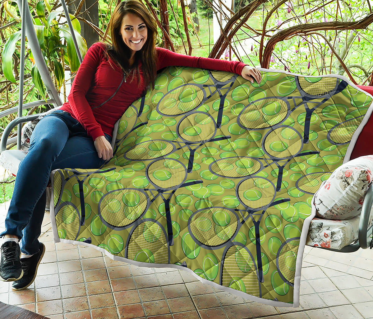 Tennis Ball And Racket Pattern Print Quilt