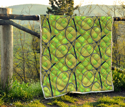 Tennis Ball And Racket Pattern Print Quilt