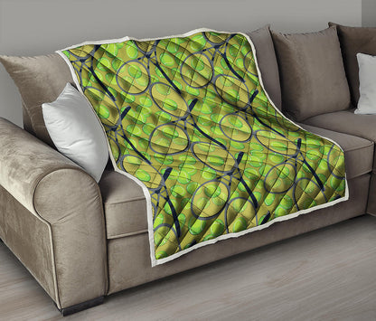 Tennis Ball And Racket Pattern Print Quilt