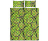 Tennis Ball And Racket Pattern Print Quilt Bed Set