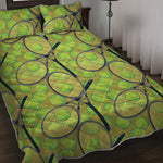 Tennis Ball And Racket Pattern Print Quilt Bed Set