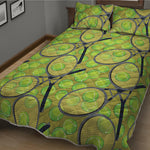 Tennis Ball And Racket Pattern Print Quilt Bed Set