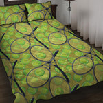 Tennis Ball And Racket Pattern Print Quilt Bed Set