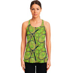 Tennis Ball And Racket Pattern Print Women's Racerback Tank Top
