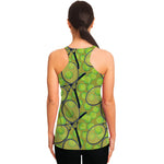 Tennis Ball And Racket Pattern Print Women's Racerback Tank Top