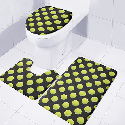 Tennis Balls Pattern Print 3 Piece Bath Mat Set
