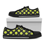 Tennis Balls Pattern Print Black Low Top Shoes