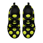 Tennis Balls Pattern Print Black Sneakers