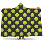 Tennis Balls Pattern Print Hooded Blanket