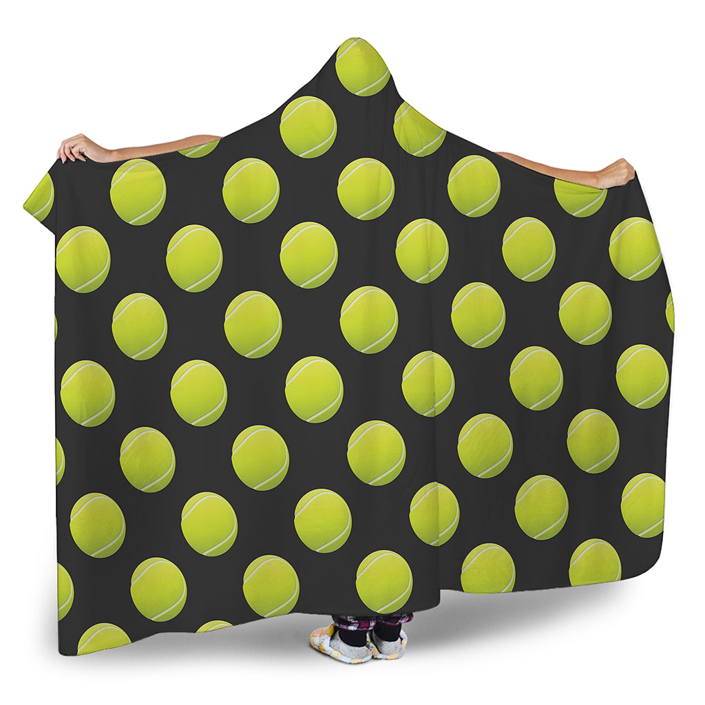 Tennis Balls Pattern Print Hooded Blanket