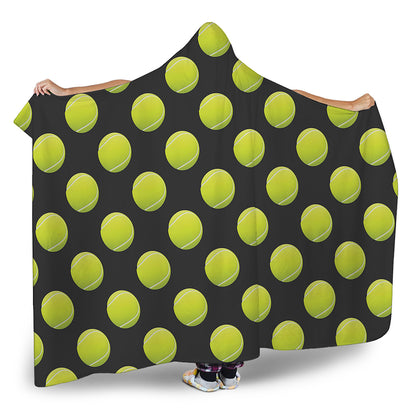 Tennis Balls Pattern Print Hooded Blanket