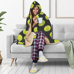 Tennis Balls Pattern Print Hooded Blanket