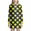 Tennis Balls Pattern Print Pullover Hoodie Dress
