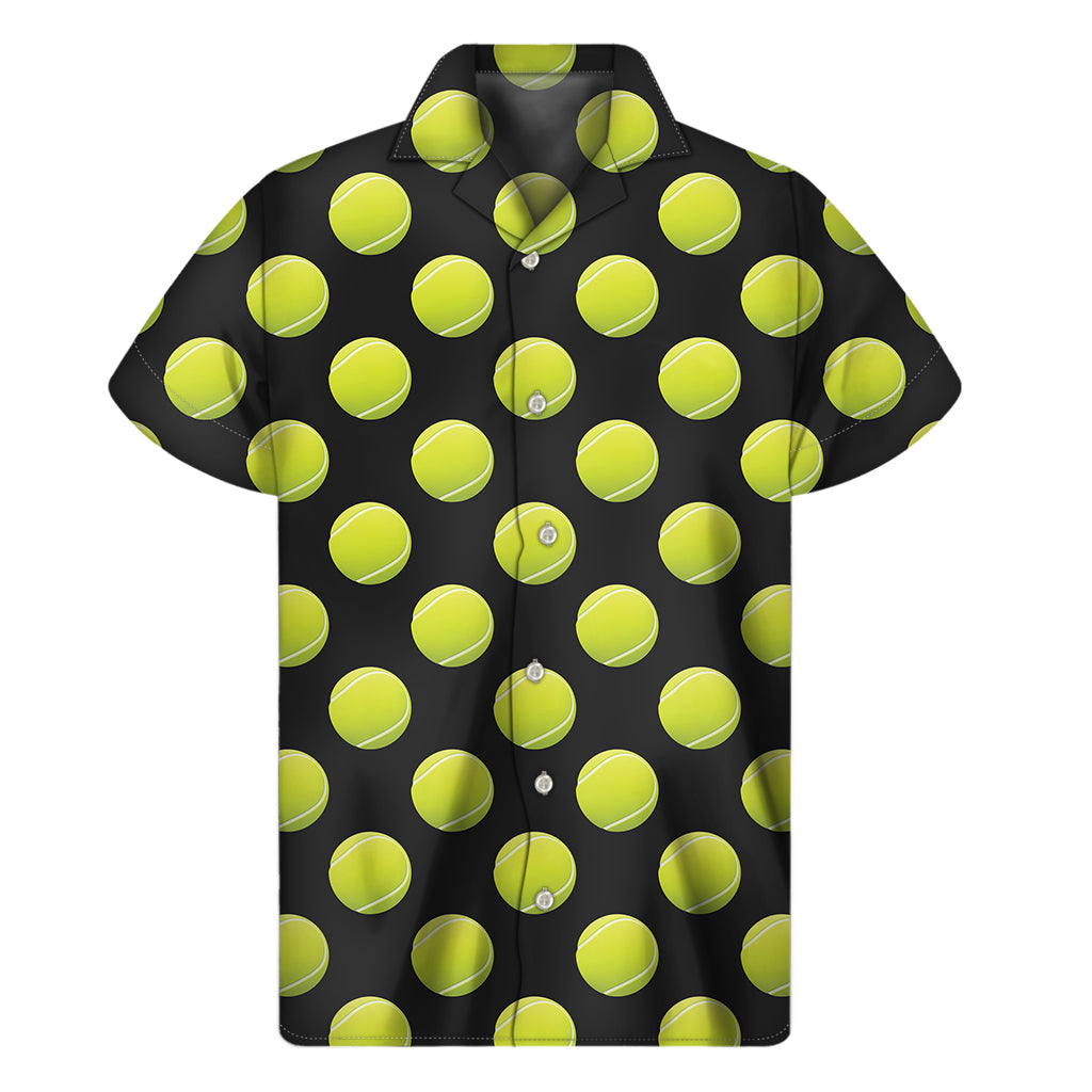 Tennis Balls Pattern Print Men's Short Sleeve Shirt