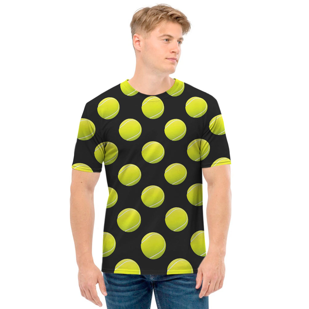 Tennis Balls Pattern Print Men's T-Shirt