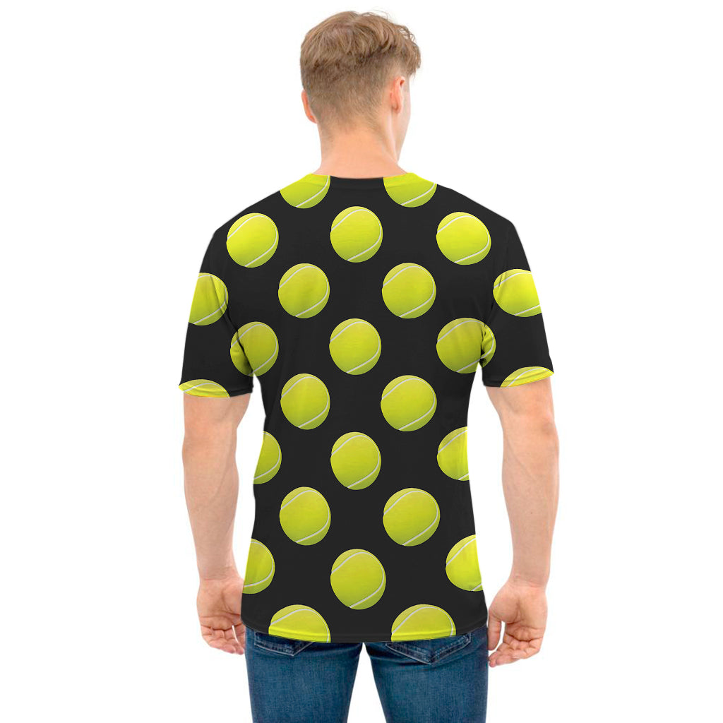 Tennis Balls Pattern Print Men's T-Shirt