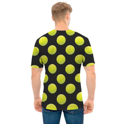 Tennis Balls Pattern Print Men's T-Shirt