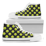 Tennis Balls Pattern Print White High Top Shoes