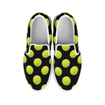 Tennis Balls Pattern Print White Slip On Shoes
