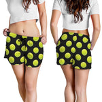 Tennis Balls Pattern Print Women's Shorts