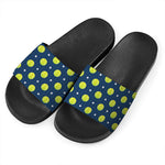 Tennis Sport Pattern Print Black Slide Sandals