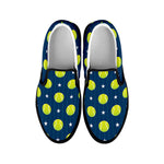 Tennis Sport Pattern Print Black Slip On Shoes