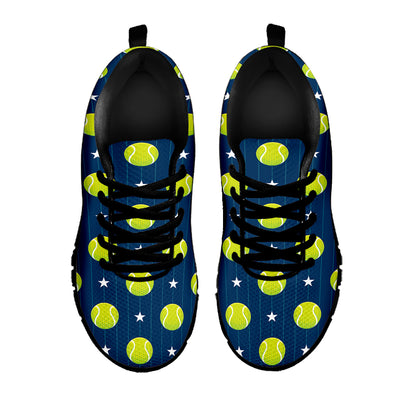 Tennis Sport Pattern Print Black Sneakers