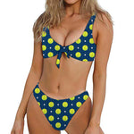 Tennis Sport Pattern Print Front Bow Tie Bikini