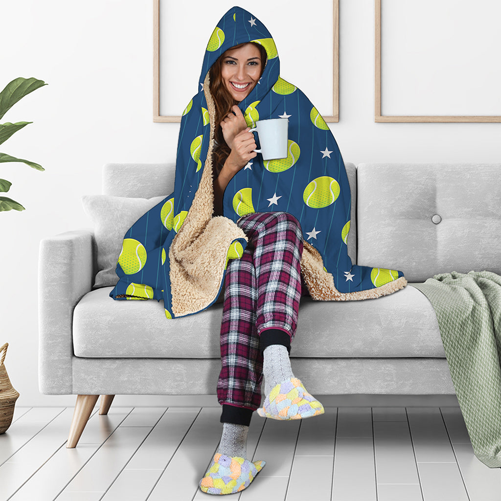 Tennis Sport Pattern Print Hooded Blanket