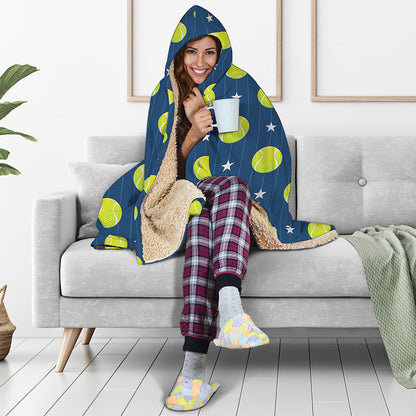 Tennis Sport Pattern Print Hooded Blanket