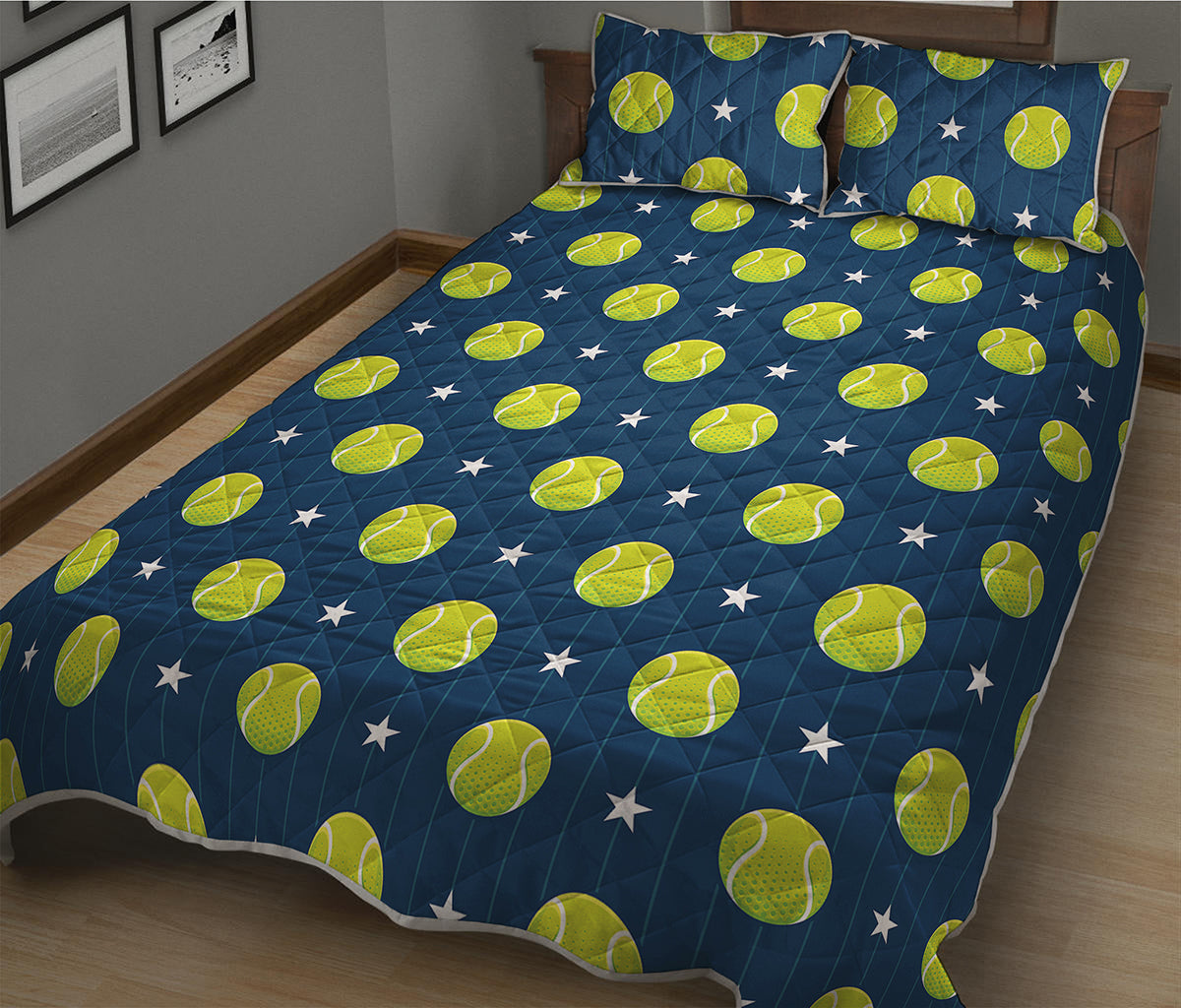 Tennis Sport Pattern Print Quilt Bed Set