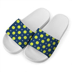 Tennis Sport Pattern Print White Slide Sandals
