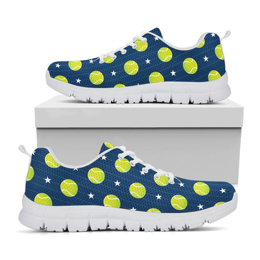 Tennis Sport Pattern Print White Sneakers