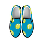 Tennis Theme Pattern Print Black Slip On Shoes