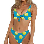 Tennis Theme Pattern Print Front Bow Tie Bikini