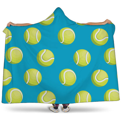 Tennis Theme Pattern Print Hooded Blanket