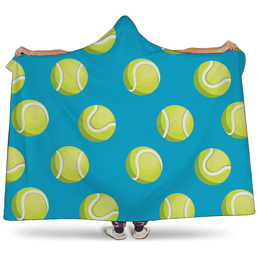 Tennis Theme Pattern Print Hooded Blanket