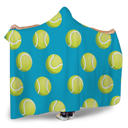Tennis Theme Pattern Print Hooded Blanket