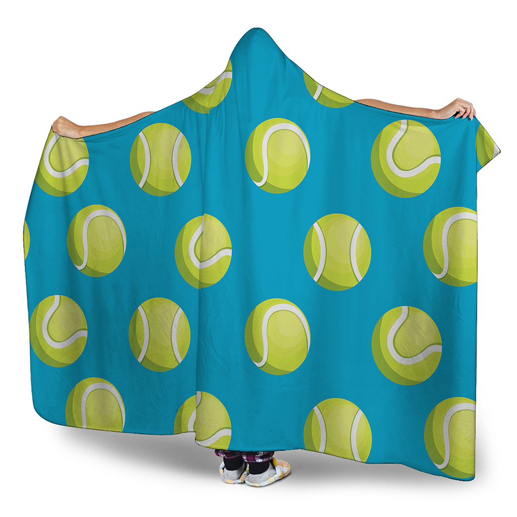 Tennis Theme Pattern Print Hooded Blanket